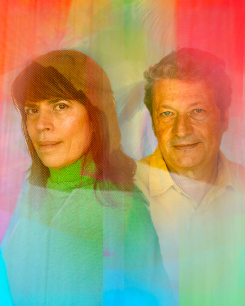 Os artistas paulistanos e amigos Elisa Stecca e Willy Biondani entrelaçam trajetórias, olhares e obras em transparências, luzes, cores e tecidos. Crédito da foto: Willy Biondani.